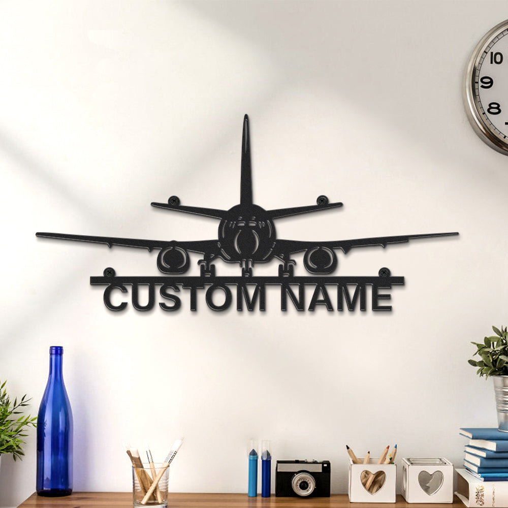 Nome Personalizzato Aeroplano Segni Luci A Led Arte Della Parete In Metallo Per Regalo Di Decorazioni Per La Casa - soufeelit