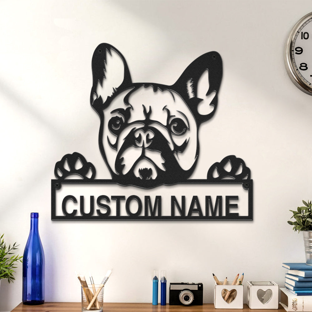 Bulldog Francese Personalizzato Firma Luci A Led In Metallo Wall Art Home Decor Regalo Per Amante Degli Animali Domestici - soufeelit