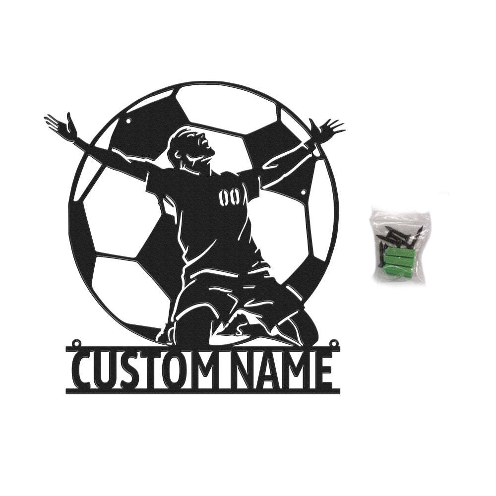 Segni Di Calcio Personalizzati Metal Wall Art Football Player Led Lights Decor Regalo Per Lui - soufeelit