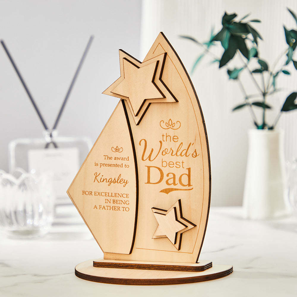 Trofeo Con Incisione Personalizzata Il Miglior Papà Del Mondo Targa In Legno Regali Significativi Per La Festa Del Papà - soufeelit