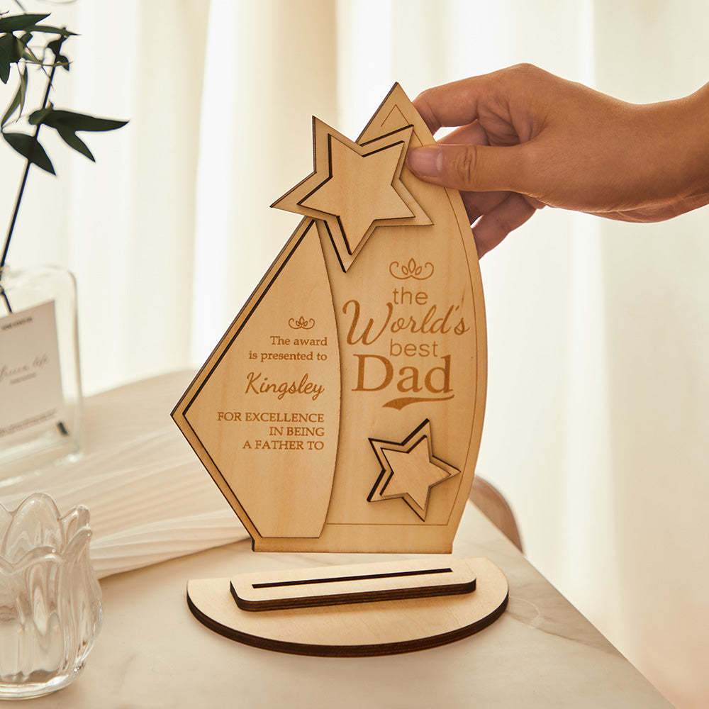 Trofeo Con Incisione Personalizzata Il Miglior Papà Del Mondo Targa In Legno Regali Significativi Per La Festa Del Papà - soufeelit
