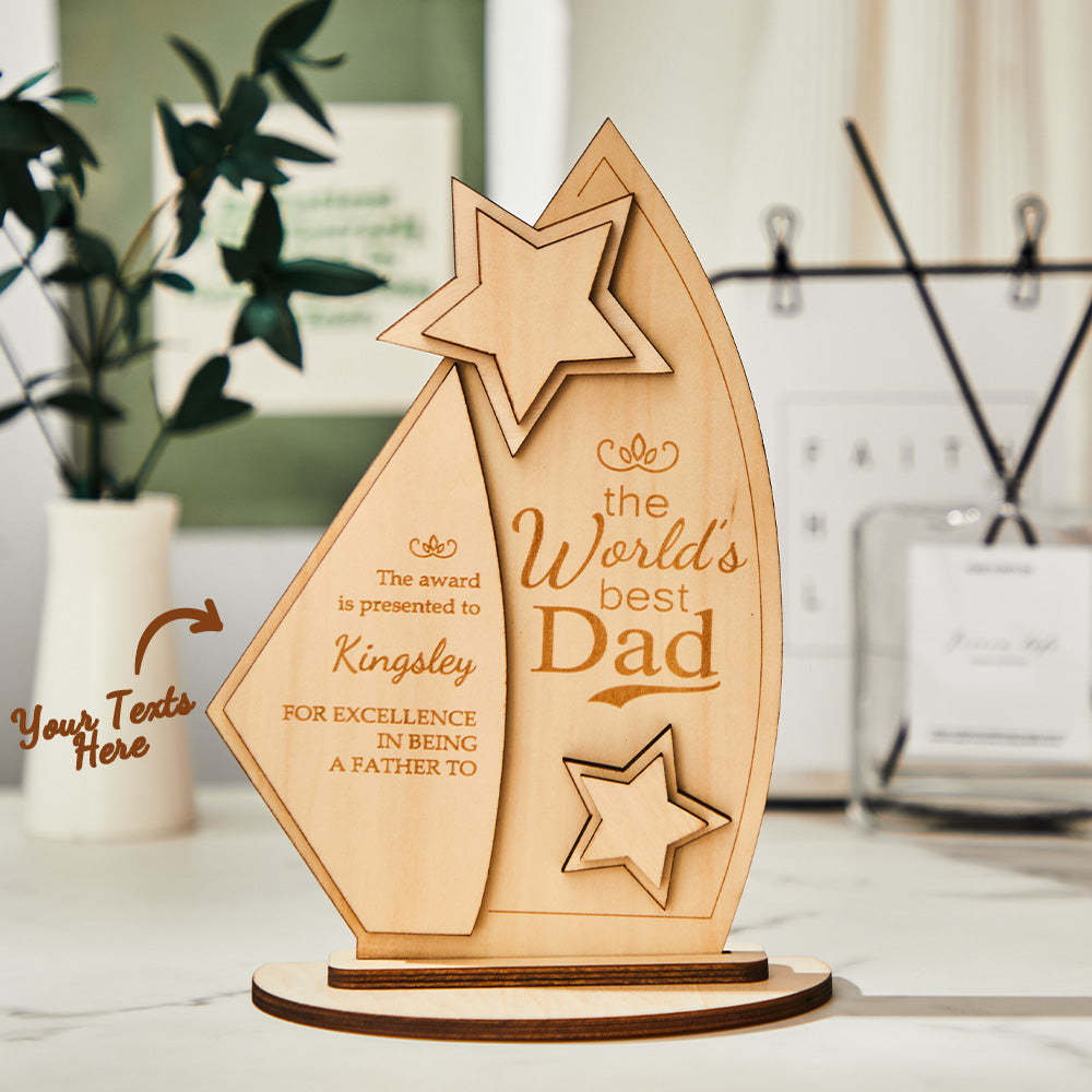 Trofeo Con Incisione Personalizzata Il Miglior Papà Del Mondo Targa In Legno Regali Significativi Per La Festa Del Papà - soufeelit