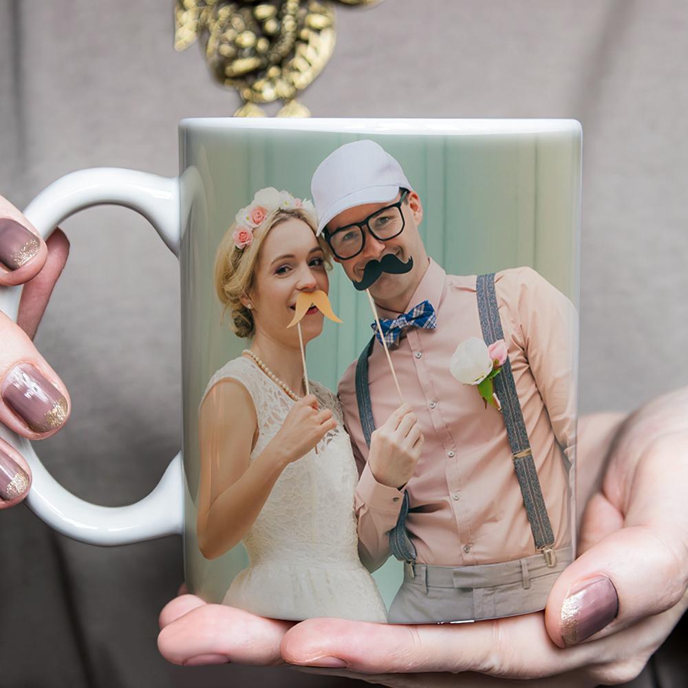 Tazza Fotografica Personalizzata Per Il Giorno Del Matrimonio Romantico Incantevole Per Lei - soufeelit