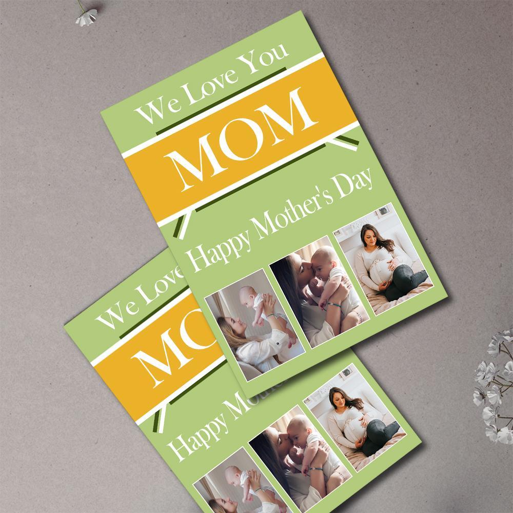 Biglietto Di Auguri Personalizzato Con 3 Foto Regalo Speciale Per La Festa Della Mamma - soufeelit