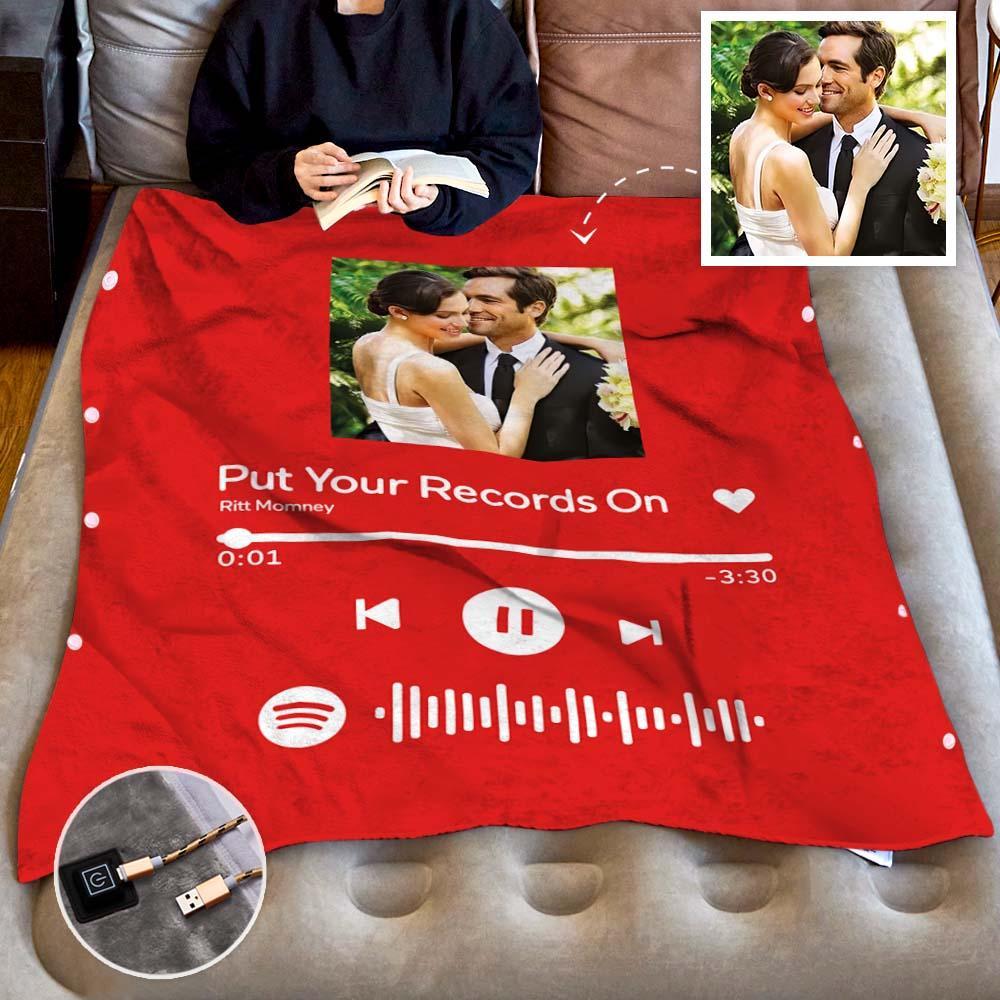 Coperta Riscaldata Con Codice Spotify Personalizzata Coperta Con Foto Regalo Caldo Invernale 10 Impostazioni Di Calore Coperta Riscaldante Con 3 Impostazioni Di Tempo - soufeelit