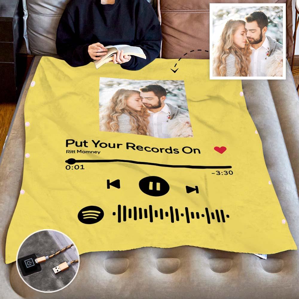 Coperta Riscaldata Con Codice Spotify Personalizzata Coperta Con Foto Regalo Caldo Invernale 10 Impostazioni Di Calore Coperta Riscaldante Con 3 Impostazioni Di Tempo - soufeelit