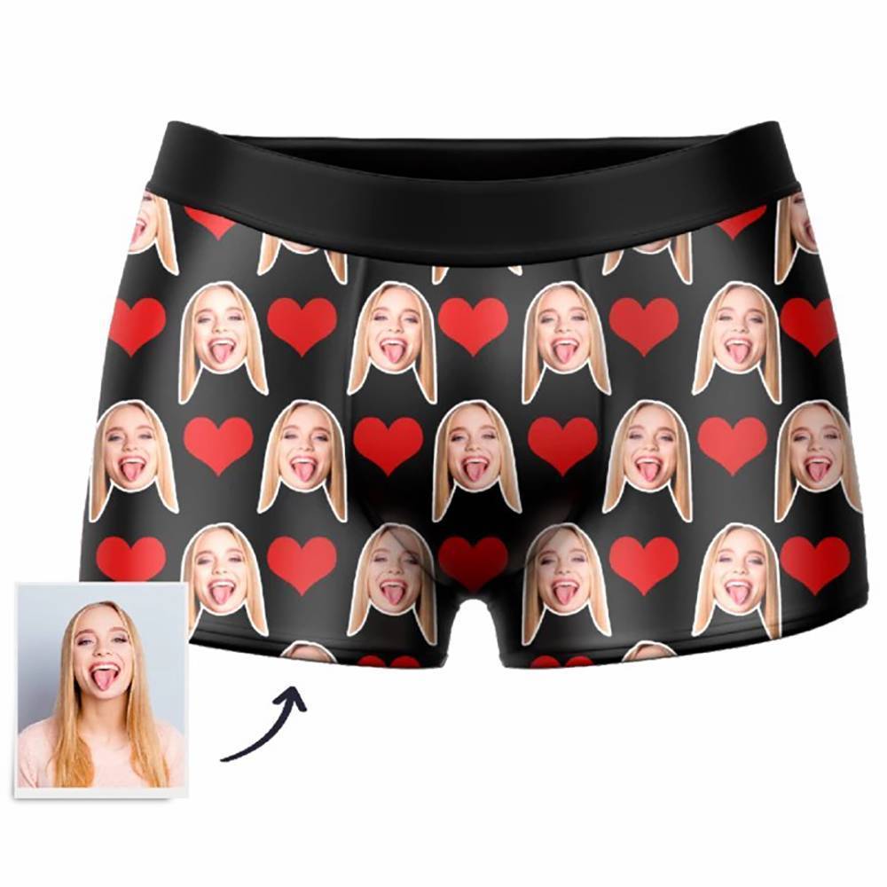 Boxer Personalizzato Con Foto Da Uomo, Intimo Per Viso A Cuore - Uomo