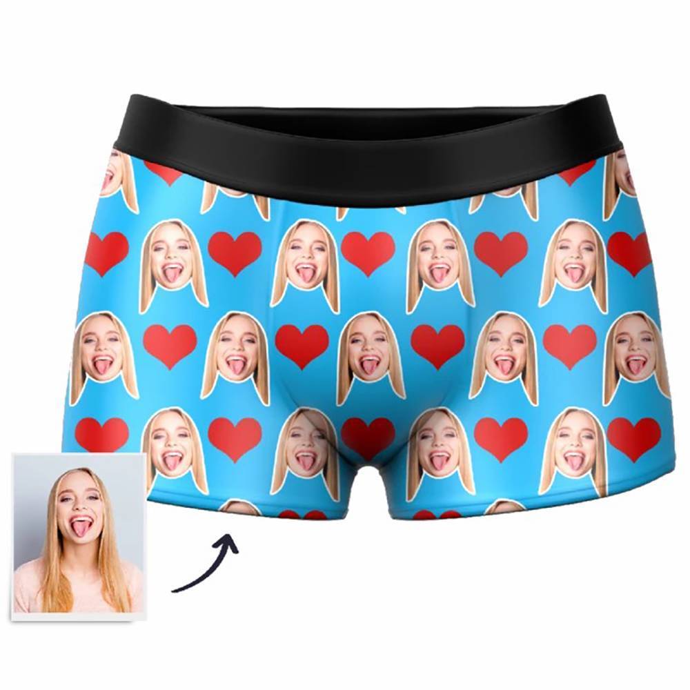 Boxer Personalizzato Con Foto Da Uomo, Intimo Per Viso A Cuore - Uomo