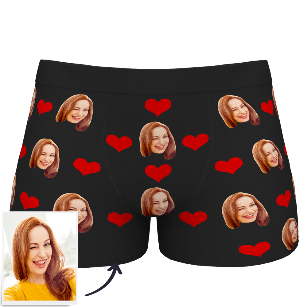 Boxer Personalizzato Con Foto Da Uomo, Intimo Per Viso A Cuore - Uomo