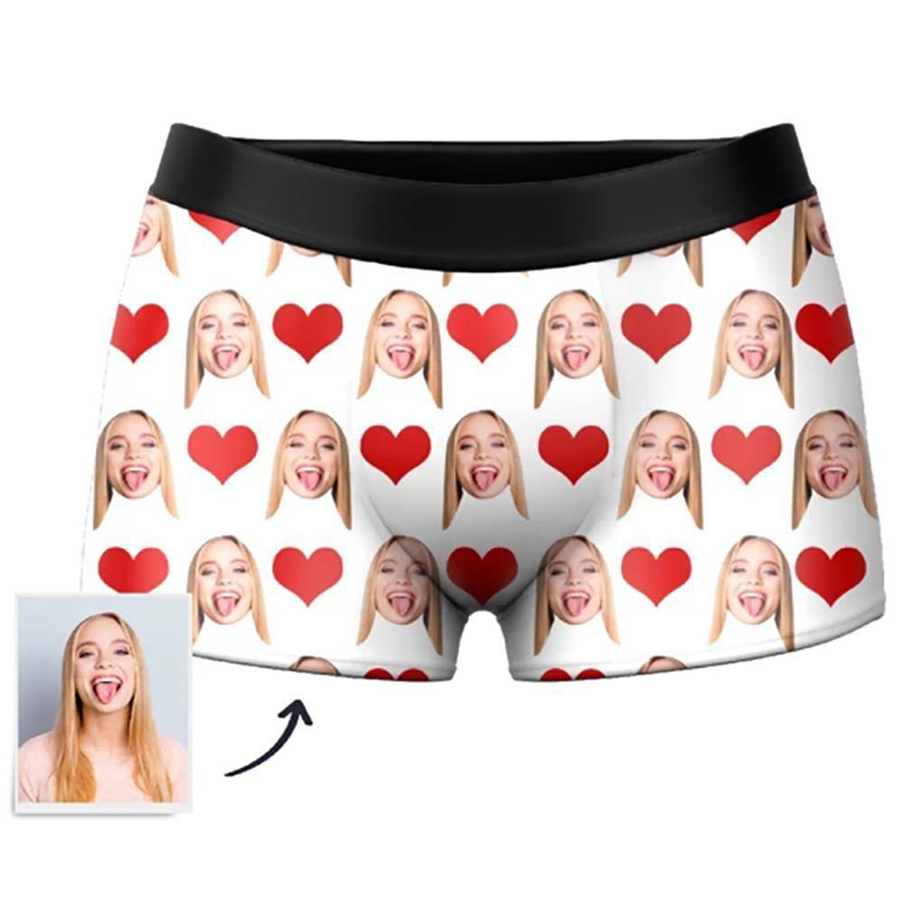 Boxer Personalizzato Con Foto Da Uomo, Intimo Per Viso A Cuore - Uomo