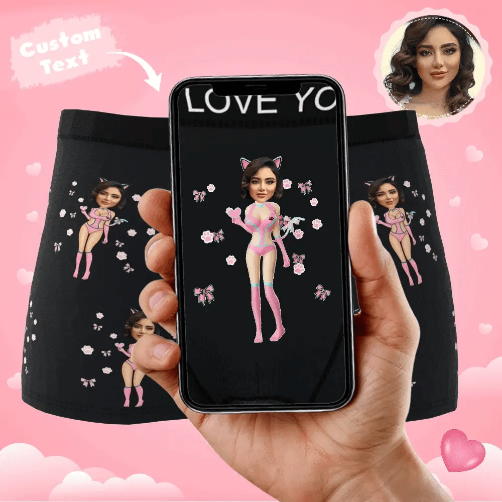 Personalizzato Foto Boxer Faccia Intimo Multicolor Coppia Regali Vista Ar - soufeelit