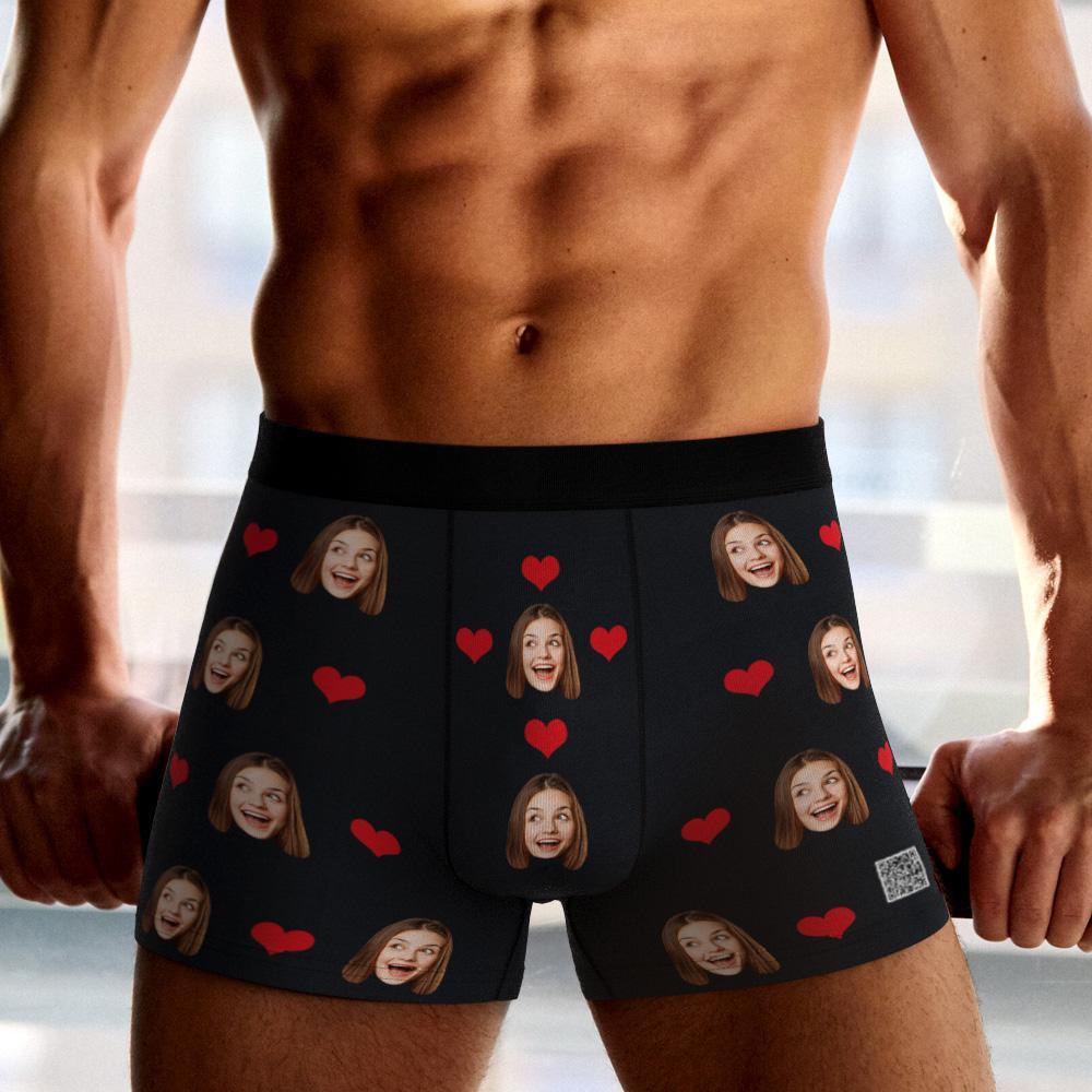 Boxer Con Foto Personalizzati Da Uomo, Intimo Per Il Viso Con Cuore Regali Di Natale - Uomo