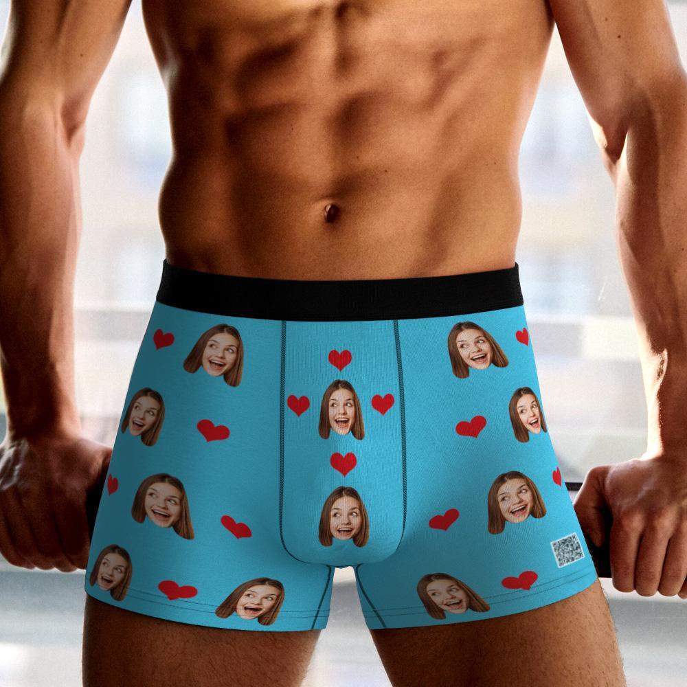 Boxer Con Foto Personalizzati Da Uomo, Intimo Per Il Viso Con Cuore Regali Di Natale - Uomo