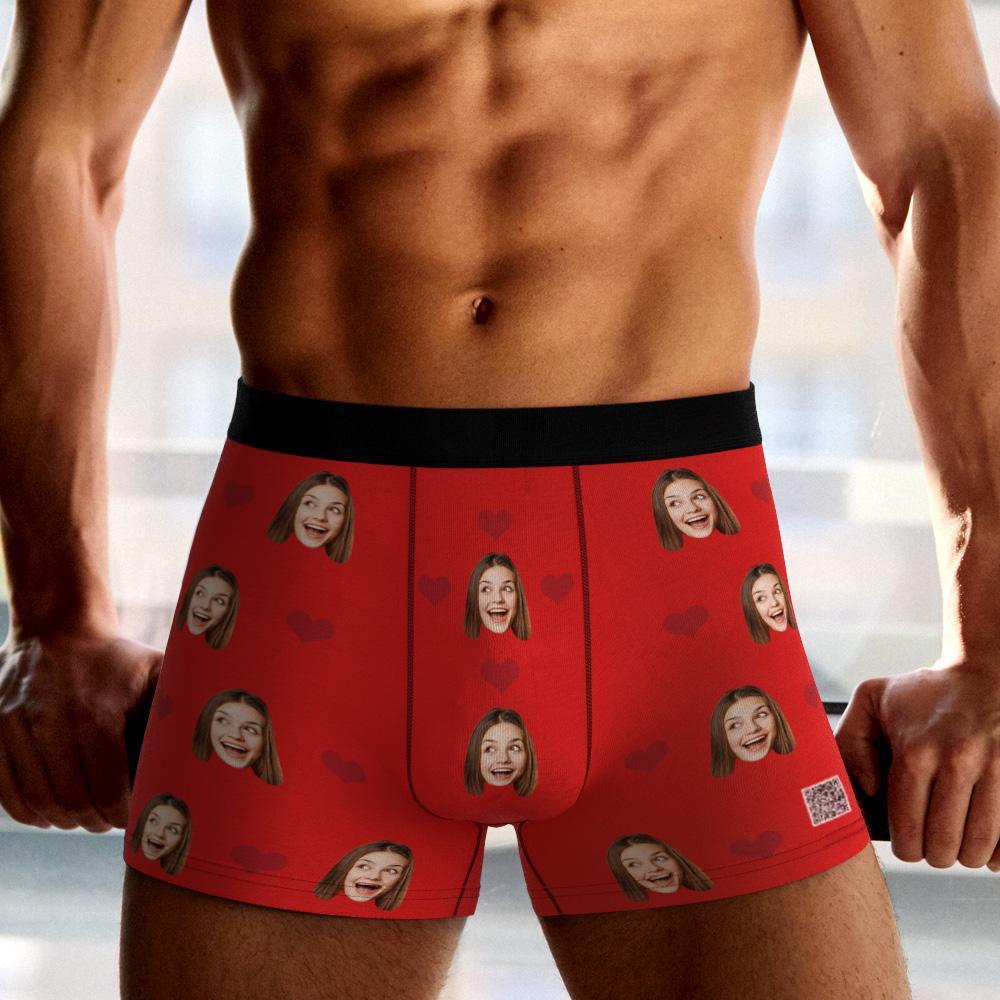 (Per Condividere)Boxer Con Foto Personalizzati Da Uomo, Intimo Per Il Viso Con Cuore Regali Di Natale - Uomo