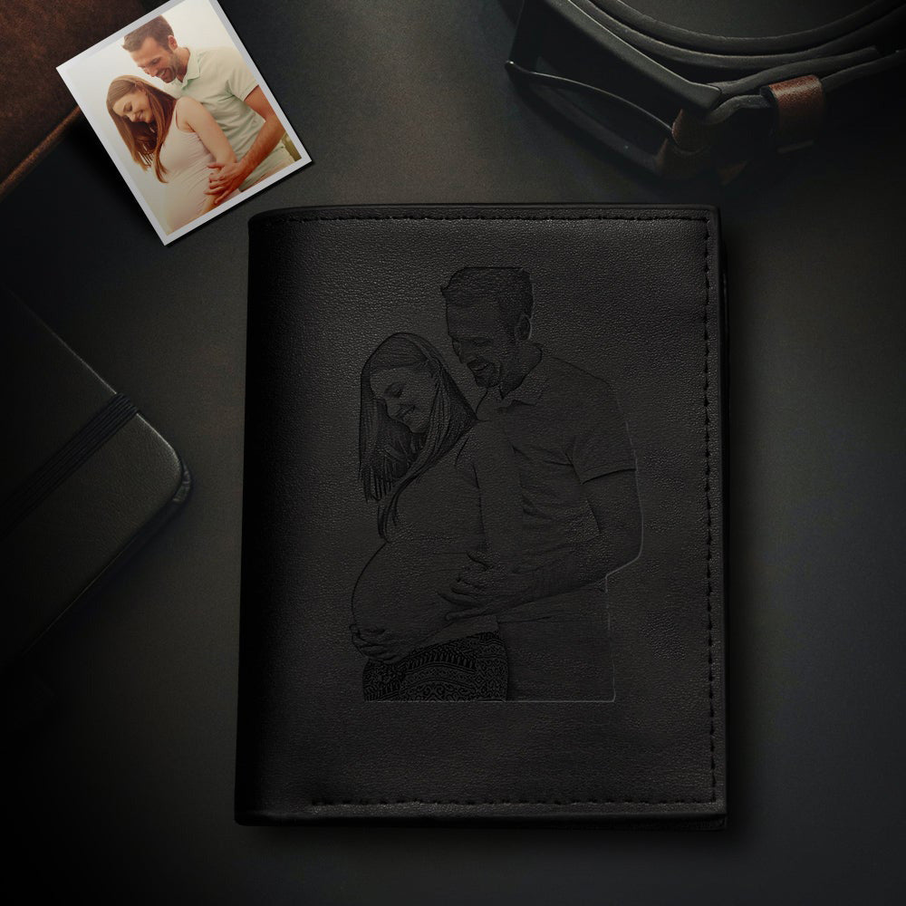 Regali Di San Valentino - Porta Carte Di Credito A Tre Ante Con Foto Verticale Da Uomo Personalizzato Con Portamonete Con Cerniera&Personalizzare Un Portafoglio