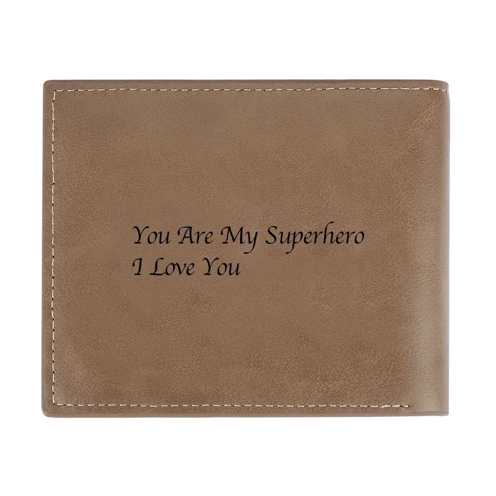 Portafoglio Registrabile Con Foto Personalizzata, Bifold Stile Corto - Pelle Marrone