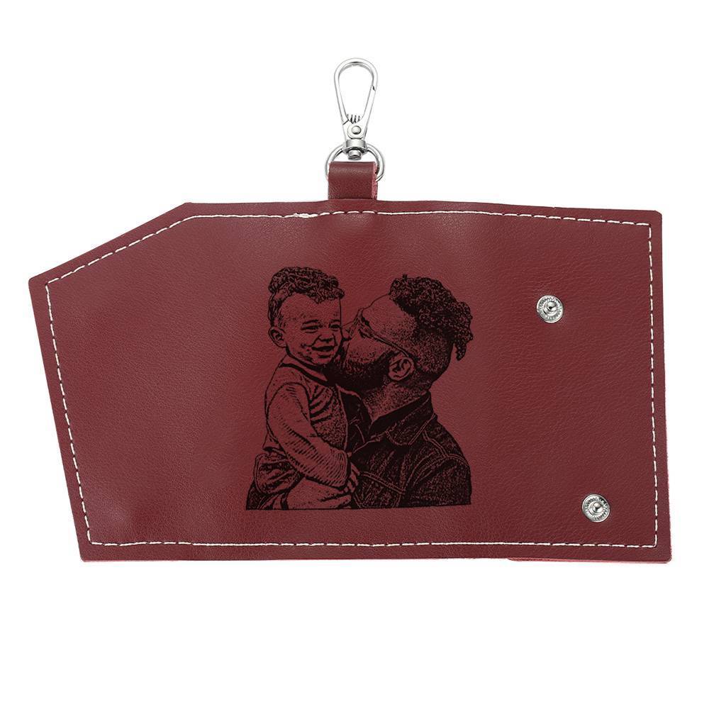 Portafoglio Fotografico Per Portachiavi In Pelle, Portachiavi Borsa Rosso Scuro&Personalizzare Un Portafoglio