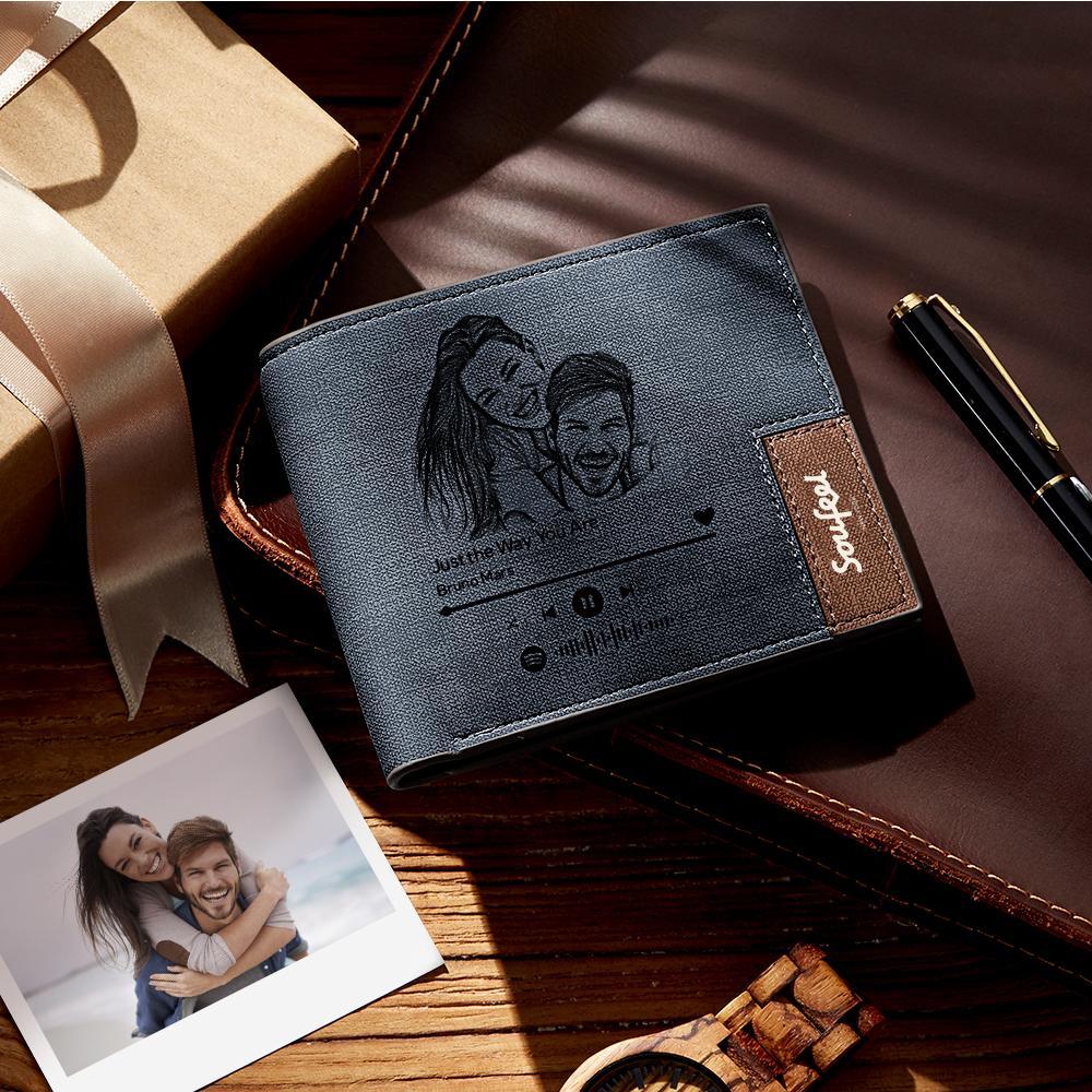 Portafoglio Inciso Con Codice Musicale Scansionabile Personalizzato - Regalo Per Uomo - soufeelit