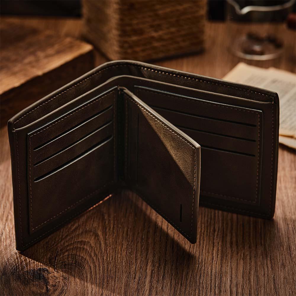 Portafoglio Bifold Personalizzato Portafoglio Da Uomo Con Testo Con Foto Incisa Per Fidanzato, Marito, Papà, Figlio, Anniversario, Regalo Di Natale - soufeelit