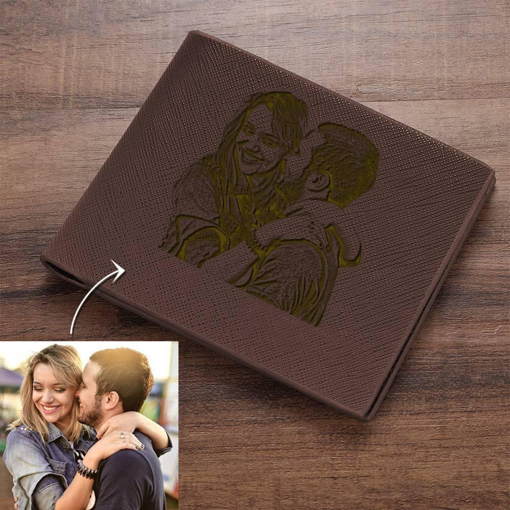 Portafoglio Corto In Pelle Con Foto Incisa Portafoglio Marrone&Personalizzare Un Portafoglio