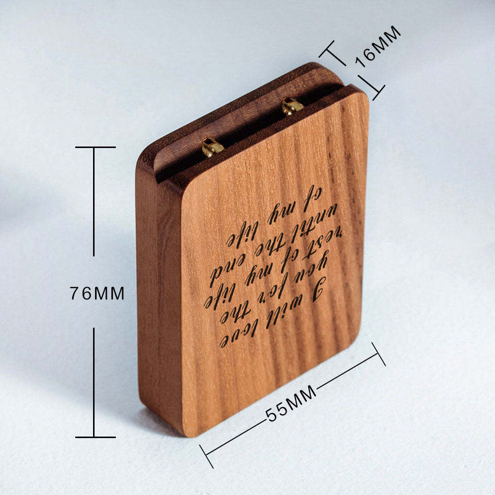 Custom Ring Box Thin Rotating Engagement Ring Box Personalize Wooden Ring Box Anniversary Gift - soufeelit