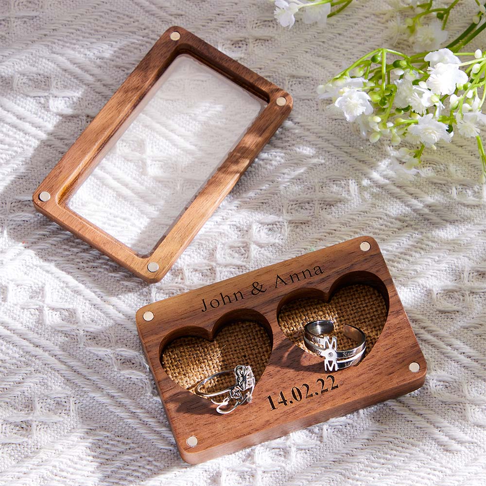 Scatola Per Anelli D'amore Con Incisione Scatola Per Gioielli Visibile Personalizzata Per Coppie - soufeelit