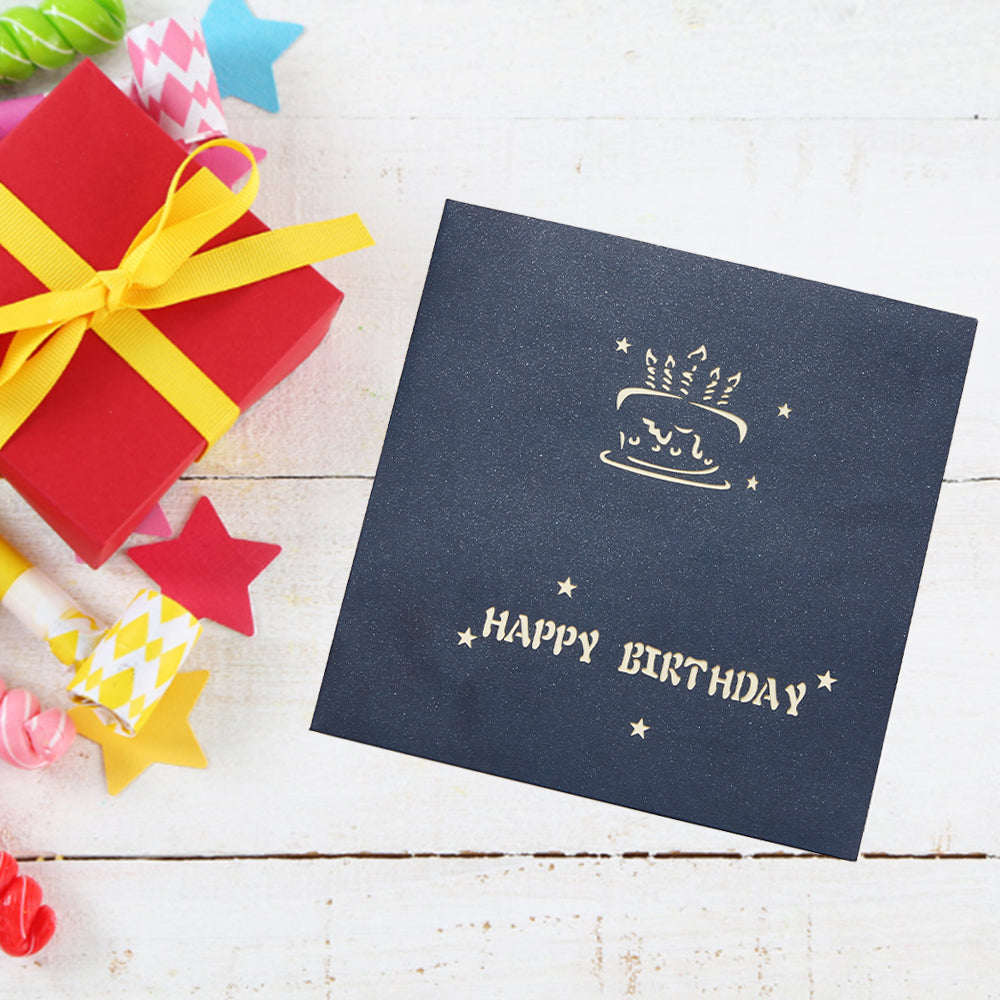 Biglietto d'auguri colorato pastello Biglietto pop-up blu 15 * 15 cm