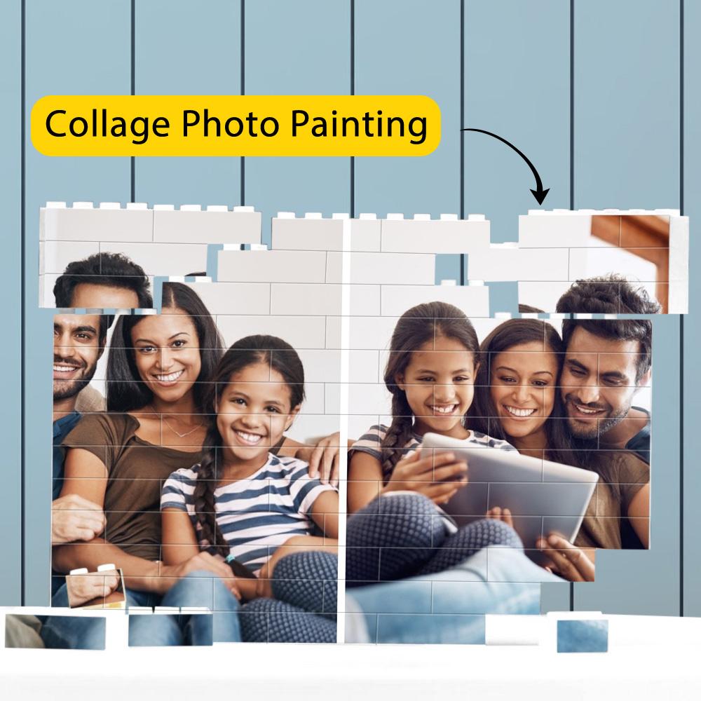 Collage Personalizzato Multiphoto Building Brick Personalizzato Photo Block Regalo Di Famiglia A Forma Quadrata - soufeelit