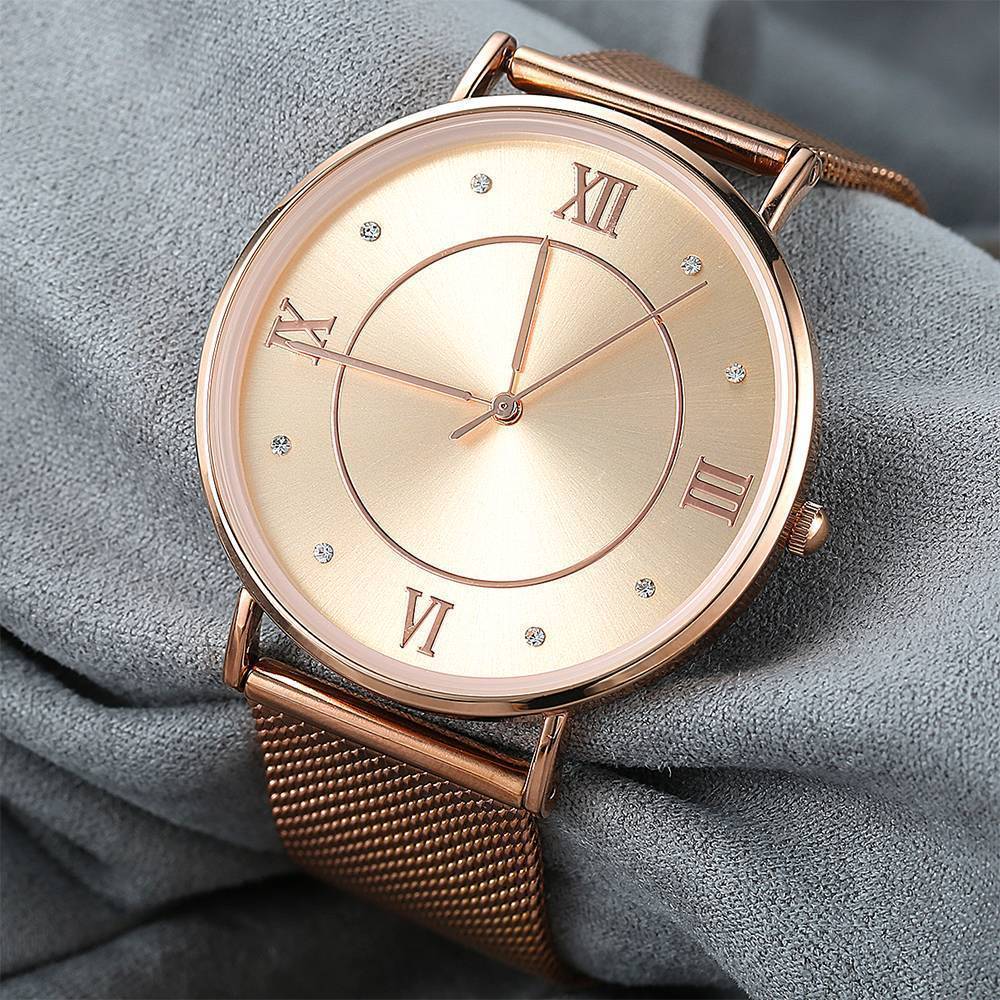 Orologio Da Polso A Maglie In Lega Di Oro Rosa - Donna