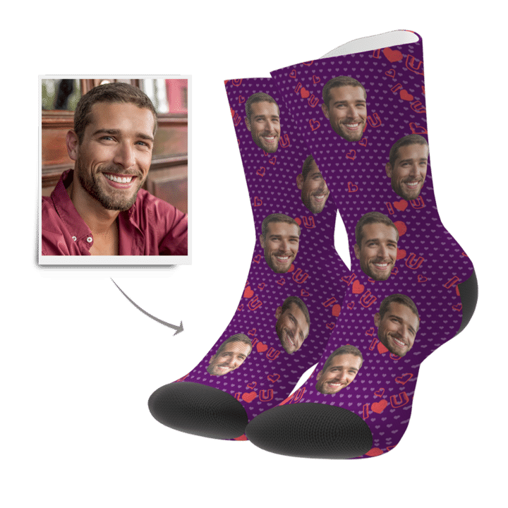 Calzini Con Foto Personalizzate, Calzini I Love You Face