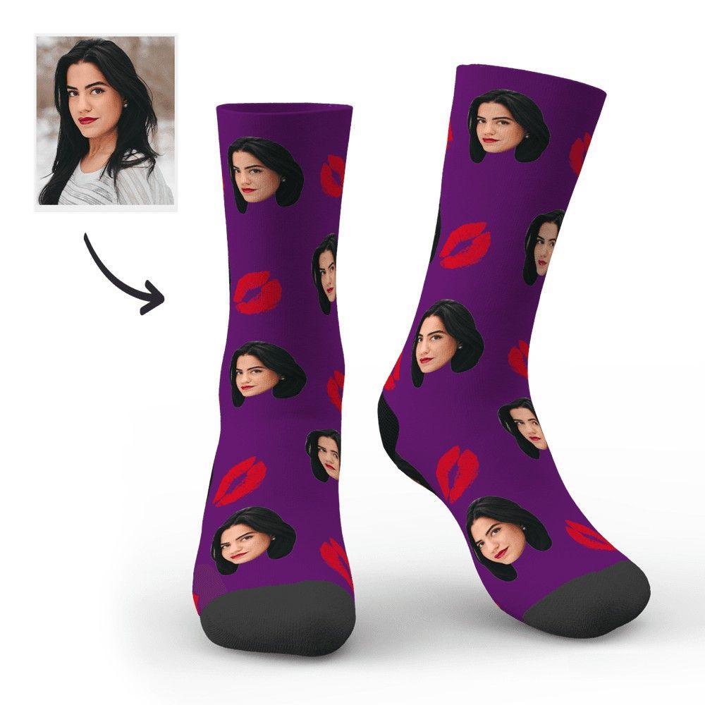 Calzini Personalizzati Con Foto, Calzini Per Il Viso - Viola