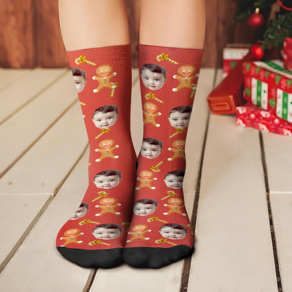 Calzini Di Natale Personalizzati Calzini Divertenti Con Viso Personalizzato - Biscotti Di Natale