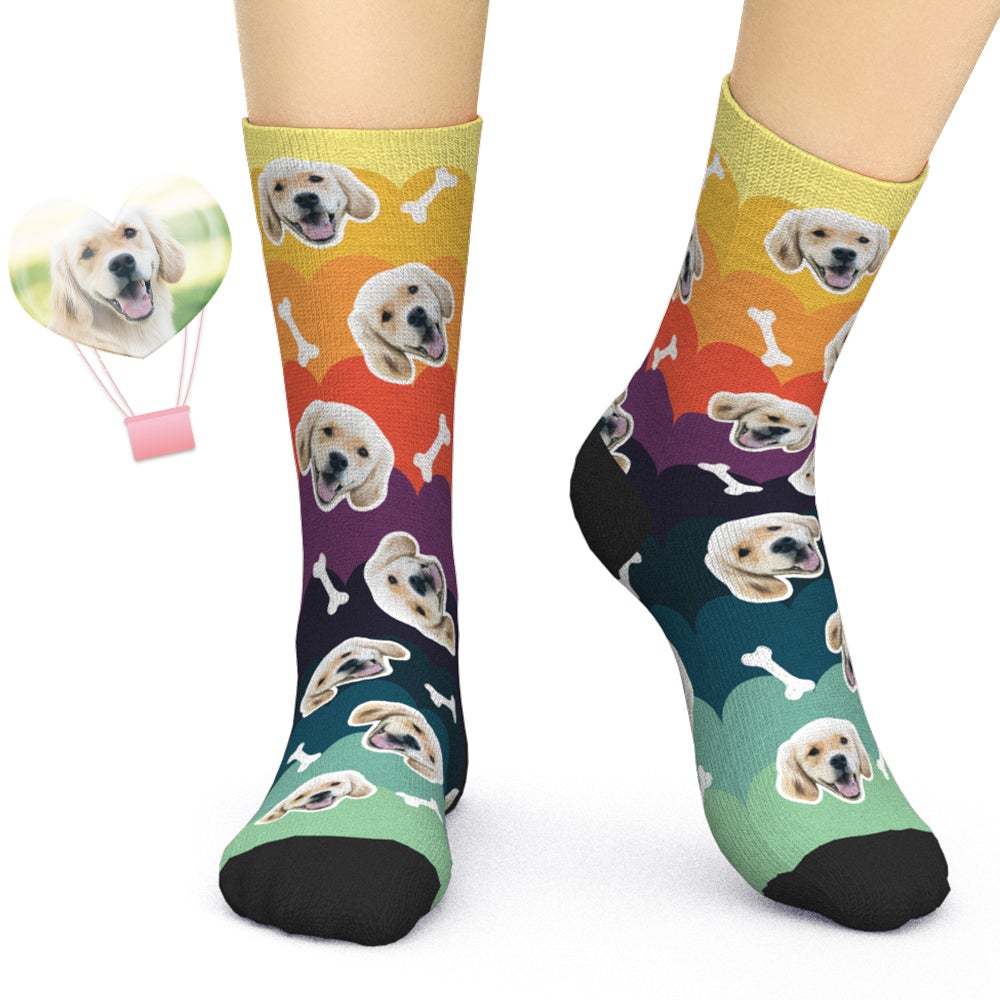 Custom Pet Face Socks Personalized Colorful Unique Socks - soufeelit