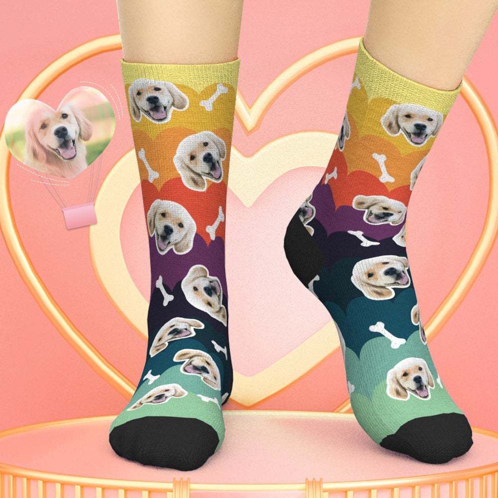 Custom Pet Face Socks Personalized Colorful Unique Socks - soufeelit