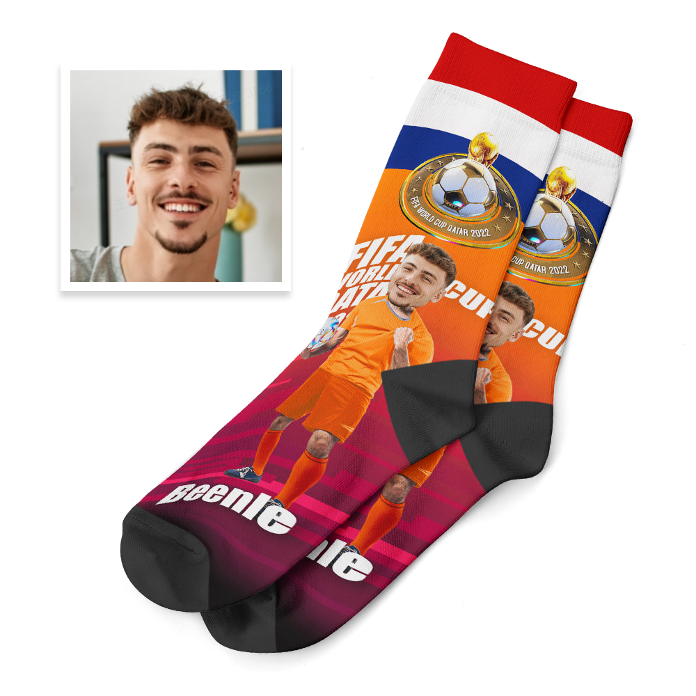 Calzini Personalizzati Per La Coppa Del Mondo 2022 Con Foto E Testo - Paesi Bassi - soufeelit