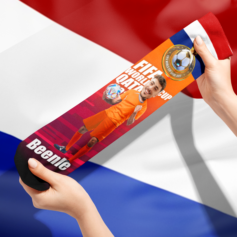 Calzini Personalizzati Per La Coppa Del Mondo 2022 Con Foto E Testo - Paesi Bassi - soufeelit