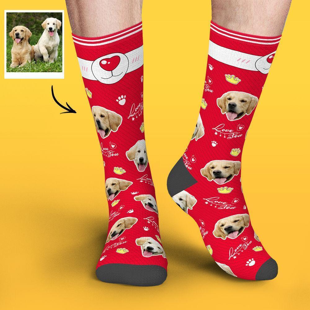 Calzini Personalizzati Per Il Viso Love You Dog Aggiungi Immagini E Nome