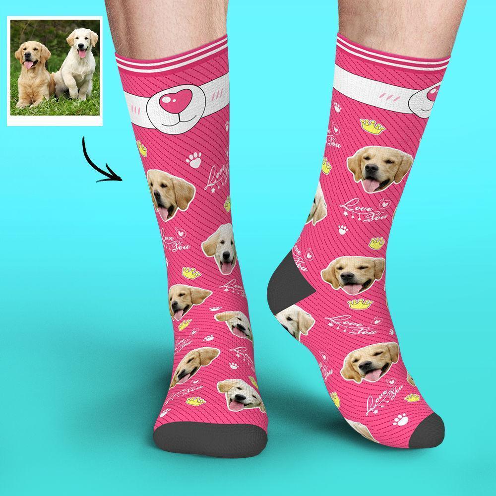 Calzini Personalizzati Per Il Viso Love You Dog Aggiungi Immagini E Nome