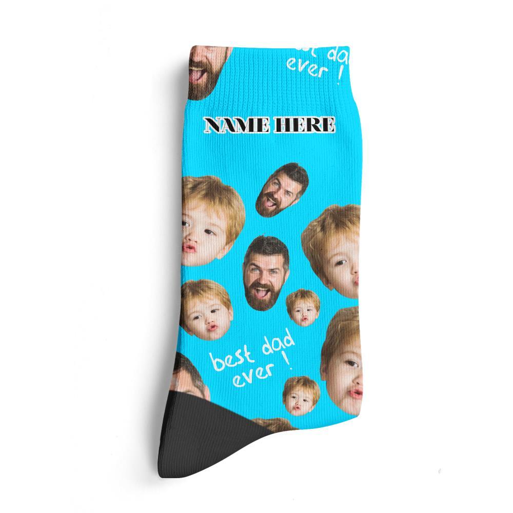 Regali per la festa del papà, Super calzini personalizzati per papà, Calzini personalizzati per il viso Anteprima 3D Aggiungi foto e nome