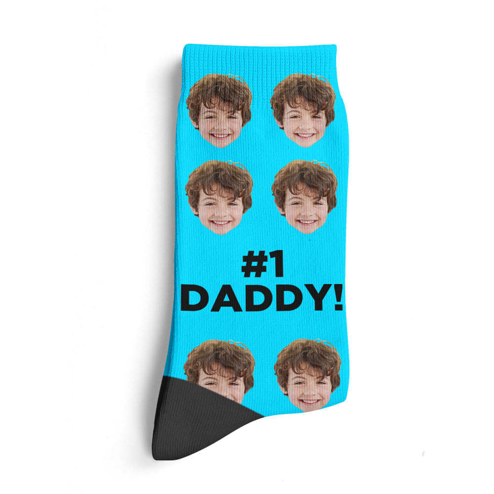 Regali per la festa del papà, Super calzini personalizzati per papà, Calzini personalizzati per il viso Anteprima 3D Aggiungi foto e nome