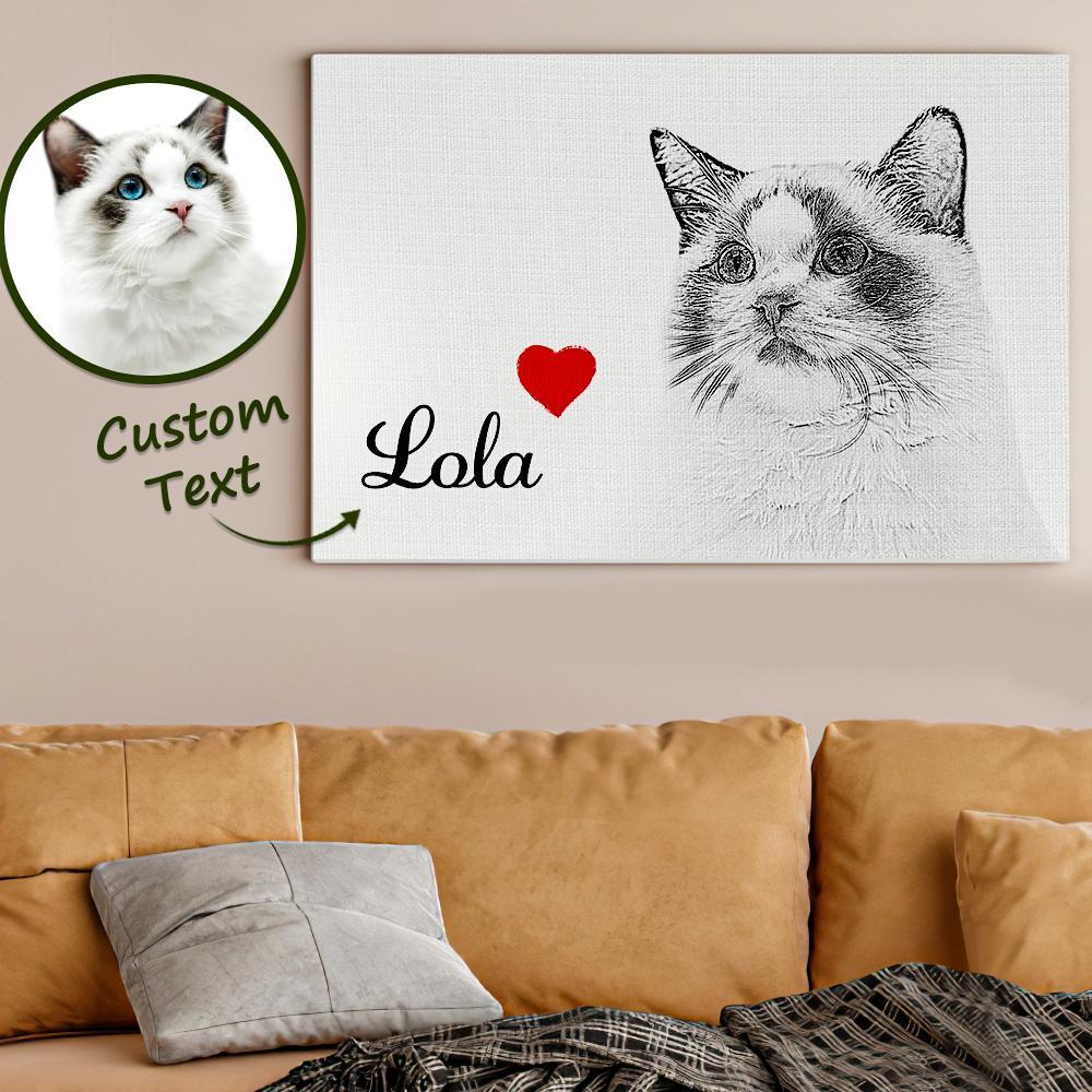 Personalizzato Photo Canvas Sketch Pet Portrait Pet Memorial Gift For Pet Lovers - soufeelit