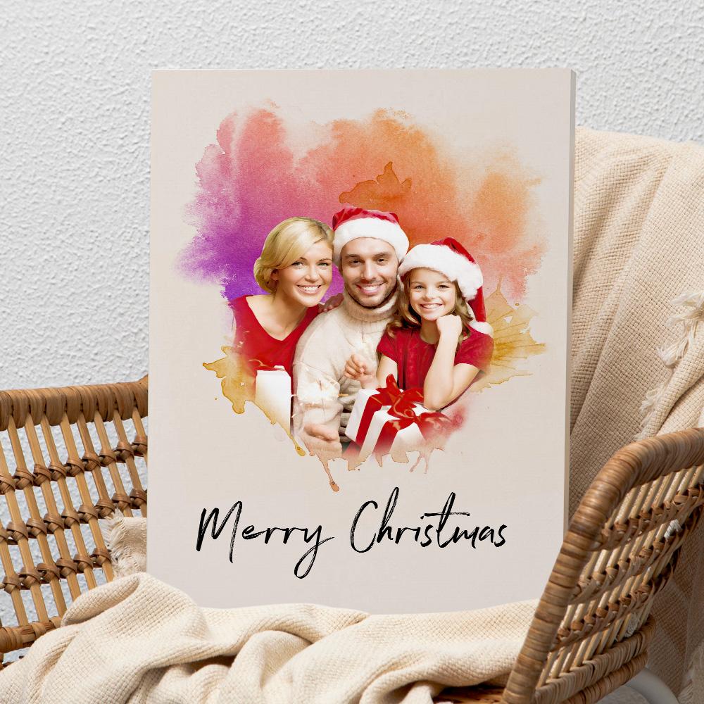 Personalizzato Wall Art Acquerello Foto Aquarelle Pittura A Olio Regalo Senza Cornice Per La Famiglia Regalo Di Natale - soufeelit