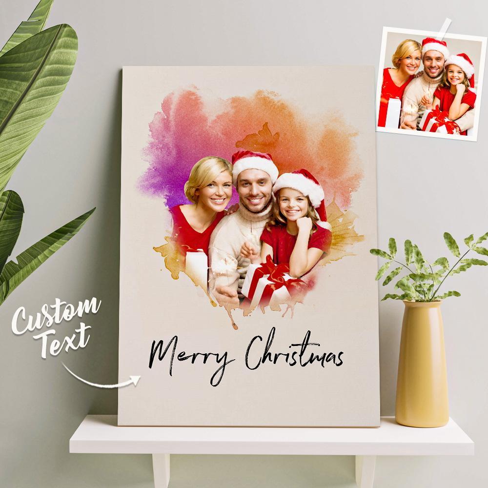 Personalizzato Wall Art Acquerello Foto Aquarelle Pittura A Olio Regalo Senza Cornice Per La Famiglia Regalo Di Natale - soufeelit