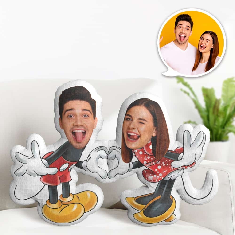 Regalo Di San Valentino Cuscino Per Il Viso Personalizzato, Topolino E Minnie Coppia Face Doll, Il Miglior Regalo Per L'amante - soufeelit