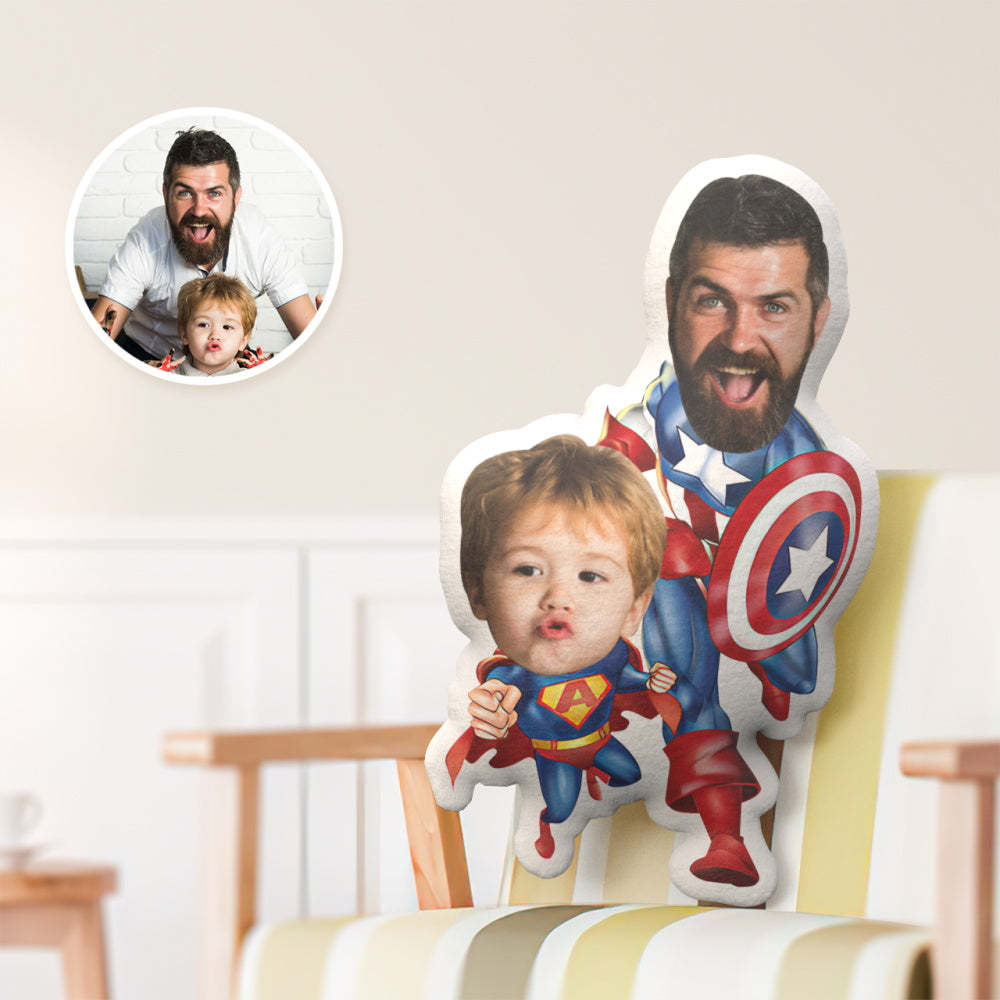 Regalo Per La Festa Del Papà Cuscino Per Il Viso Personalizzato, Caposquadra Papà Con Cuscino Per Il Viso In Stile Super Son - soufeelit