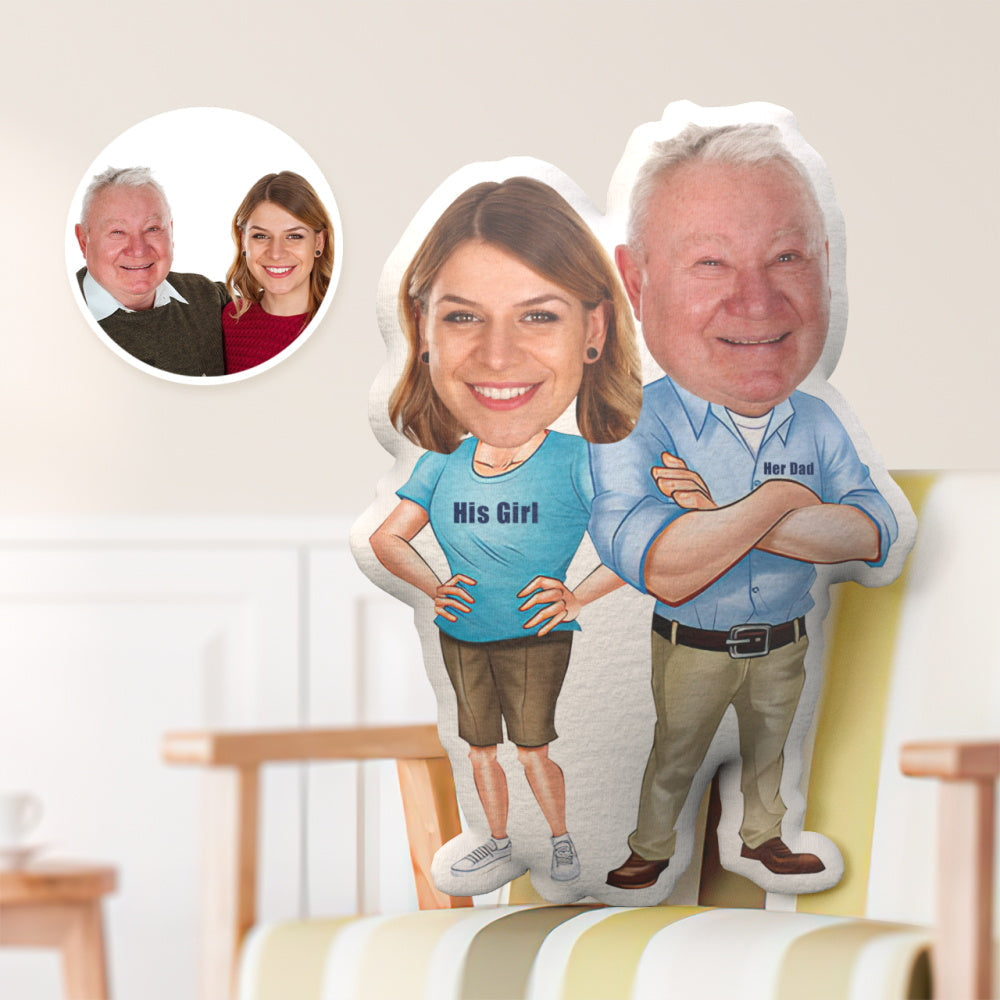 Regalo Per La Festa Del Papà Cuscino Per Il Viso Personalizzato, Cuscino Per Il Viso Di Papà E Figlia - soufeelit
