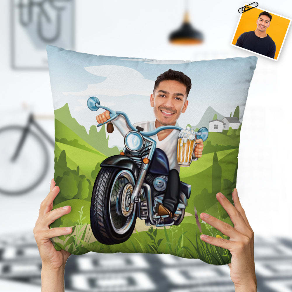 Cuscino Motociclista Personalizzato Con Foto Cuscino Divertente Harley Motors - soufeelit