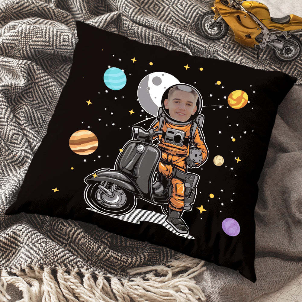 Cuscino Fotografico Personalizzato Cuscino Motociclista Astronauta Divertente - soufeelit