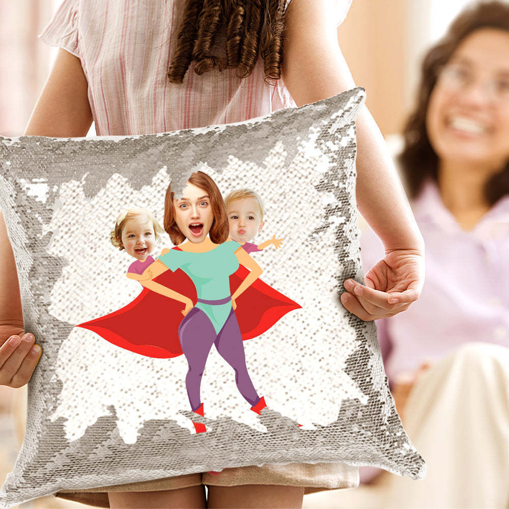 Cuscino Personalizzato Con Paillettes Per Il Viso Cuscino Personalizzato Con Paillettes Con Foto Super Mamma Miglior Regalo Per La Festa Della Mamma - soufeelit