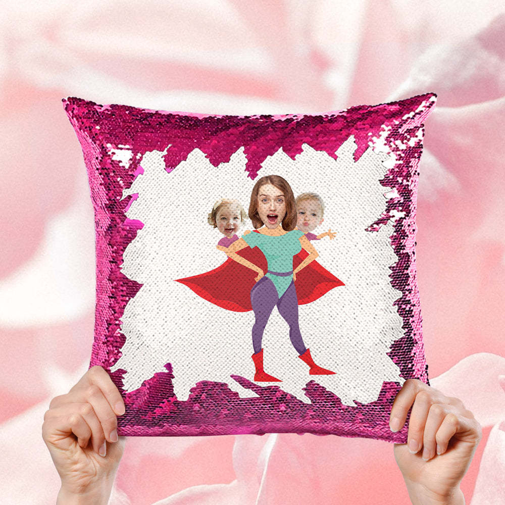 Cuscino Personalizzato Con Paillettes Per Il Viso Cuscino Personalizzato Con Paillettes Con Foto Super Mamma Miglior Regalo Per La Festa Della Mamma - soufeelit